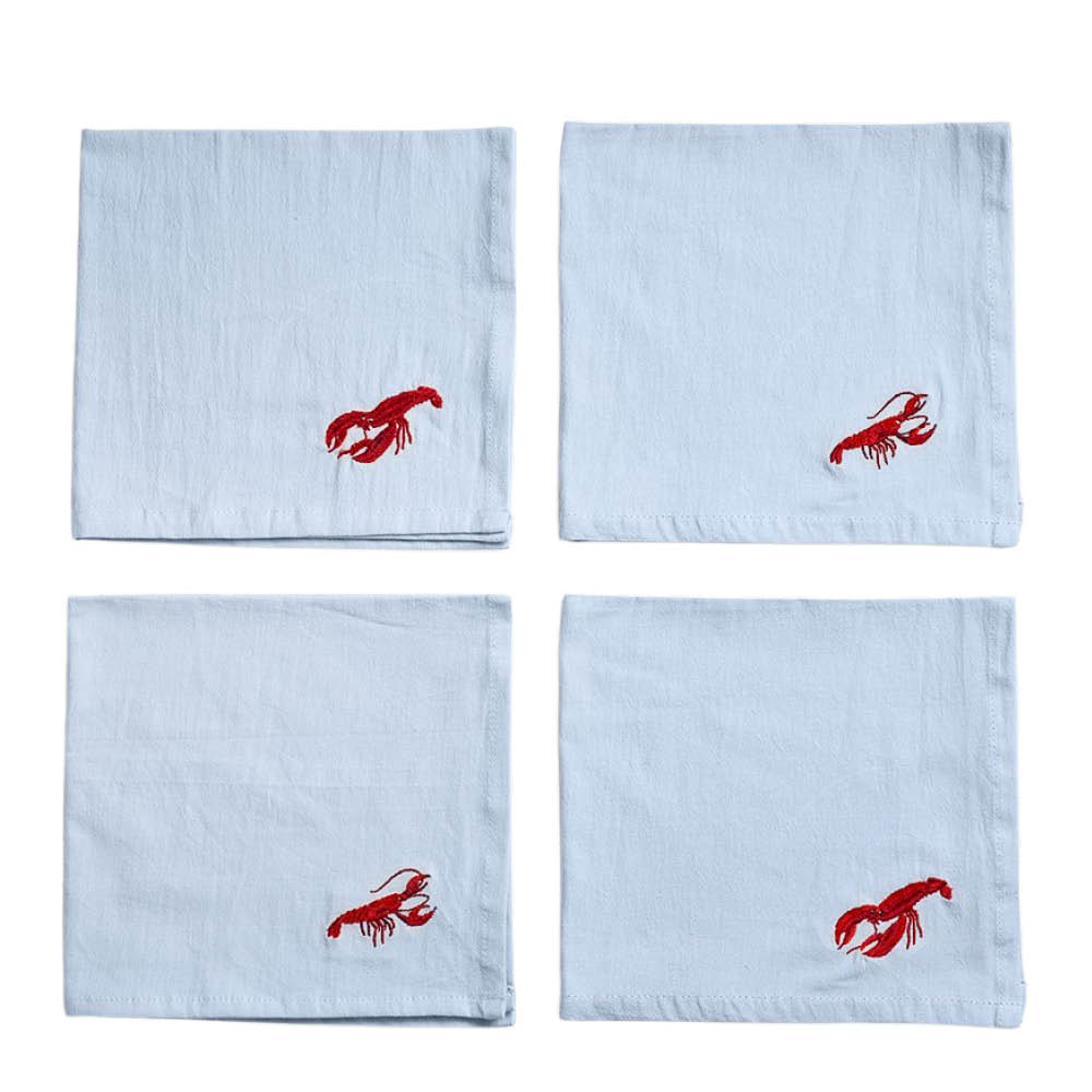Midnatt Crayfish tygservett 40x40 cm 4-pack ljusblå