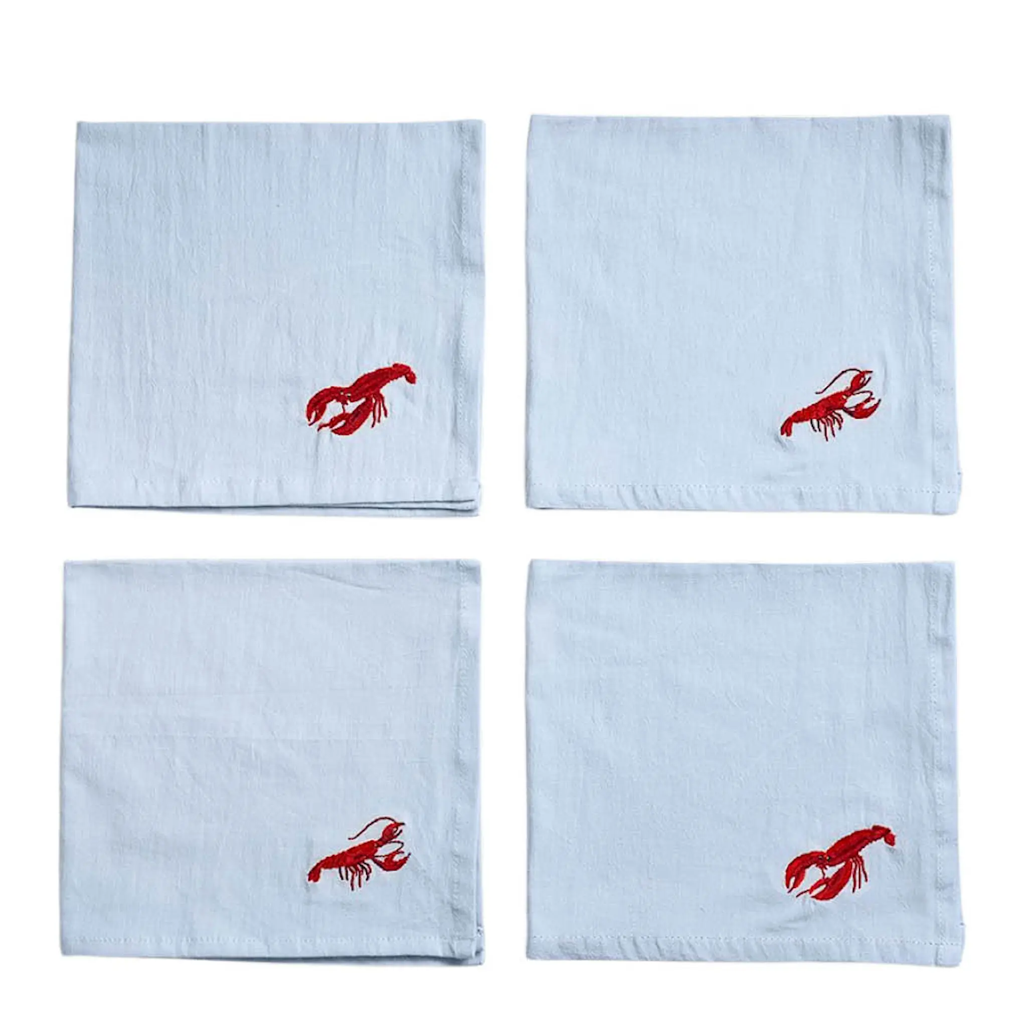Midnatt Crayfish tygservett 40x40 cm 4-pack ljusblå