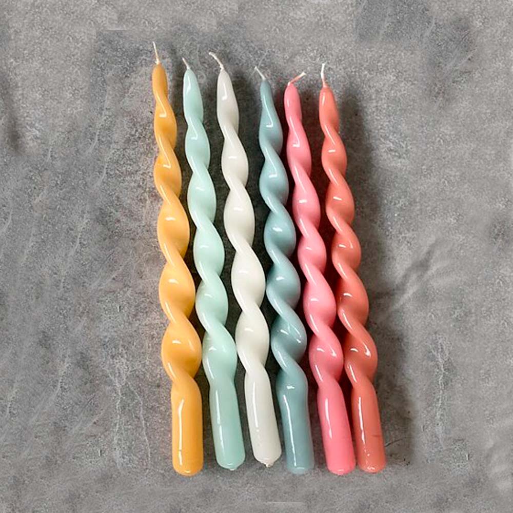 Vio Ljusfabrik Flate lakk lys vridde 29 cm 2 stk fersken