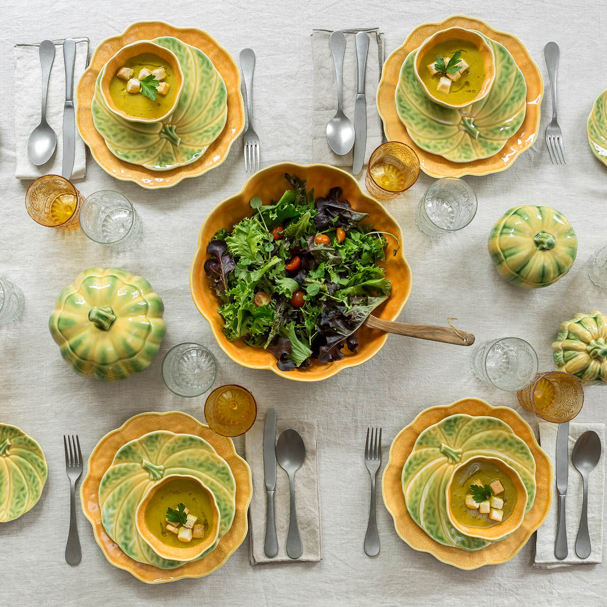 Bordallo Pinheiro Pumpkin asjett 22 cm gresskar oransje/grønn