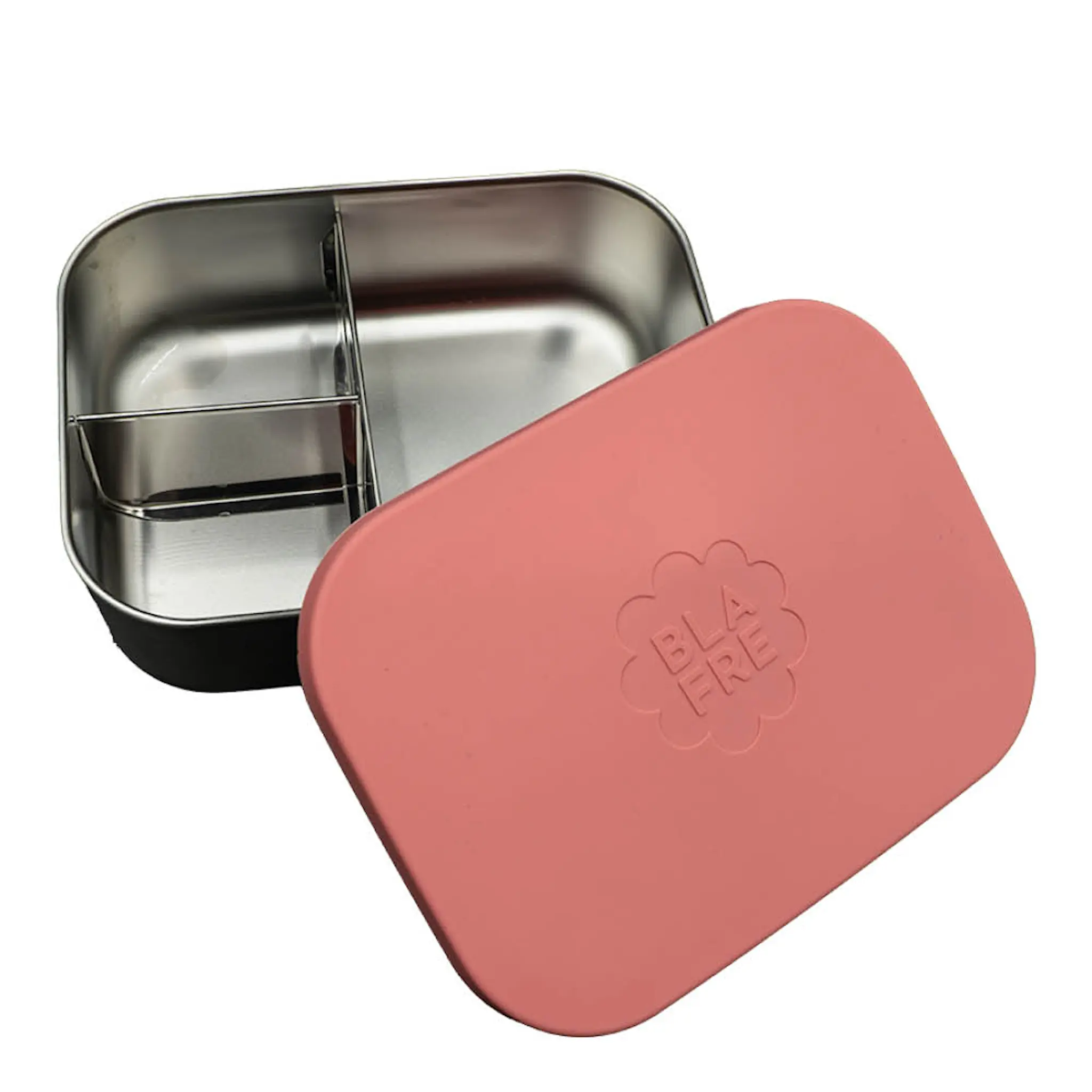 Blafre Matboks stål 3 rom 17x13x5 cm rosa