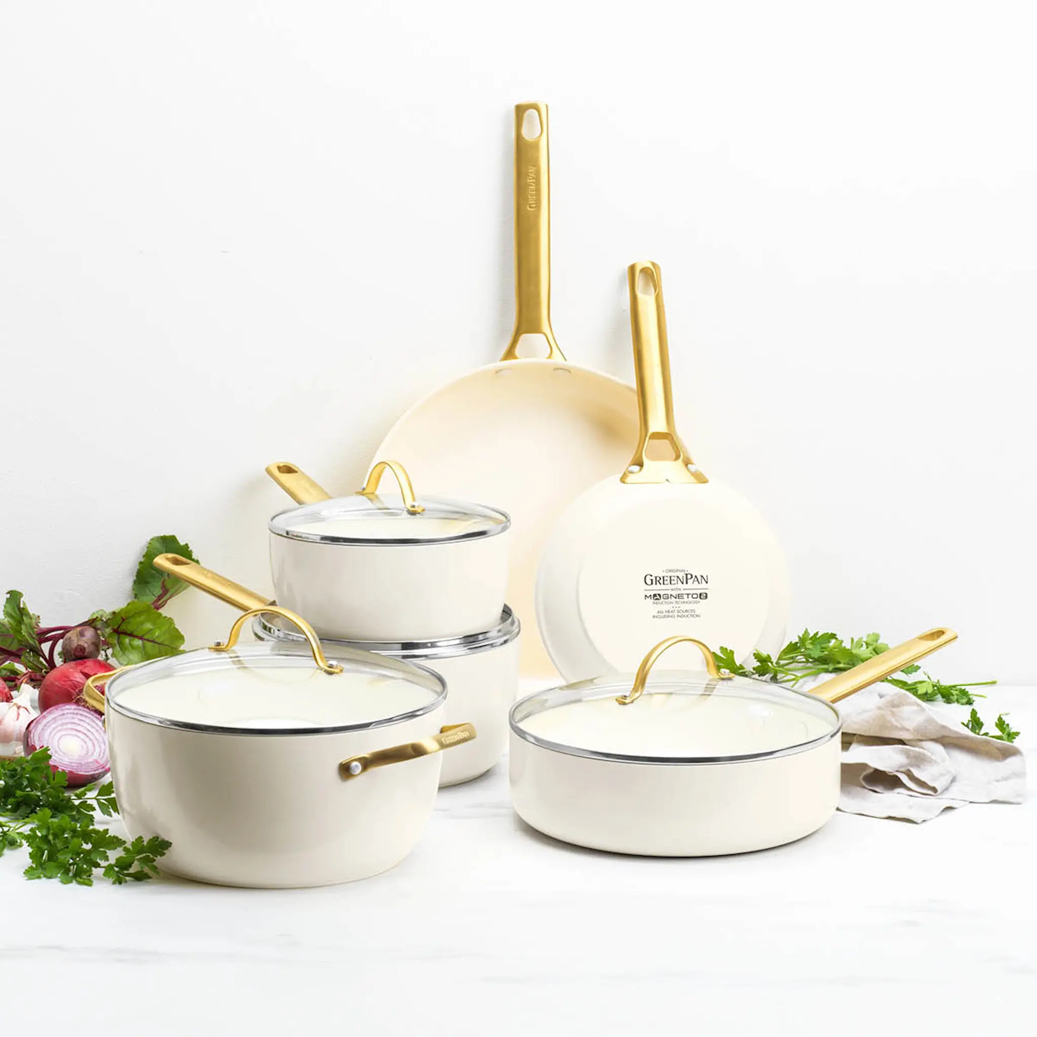 GreenPan Padova Reserve paistinpannusetti 20+26 cm Cream White