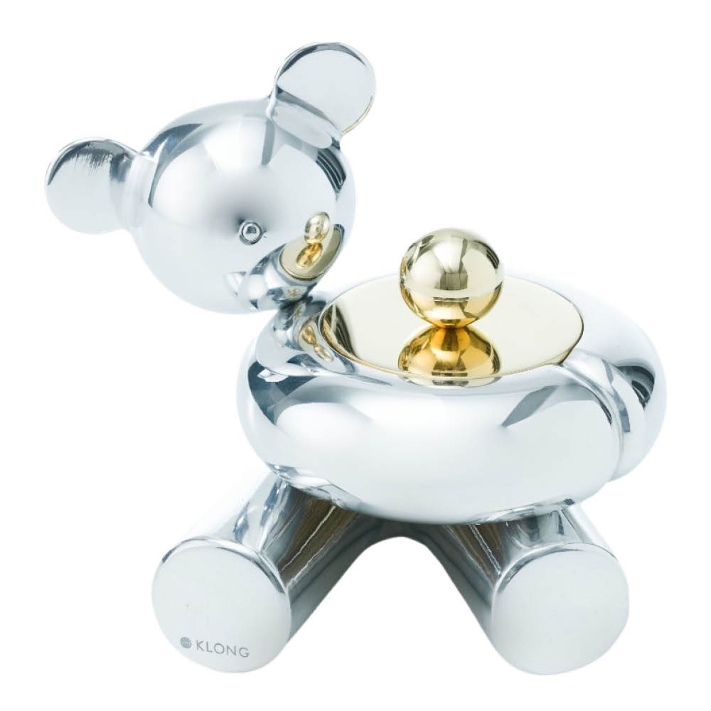 Klong Teddie ljusstake 9 cm stål/mässing
