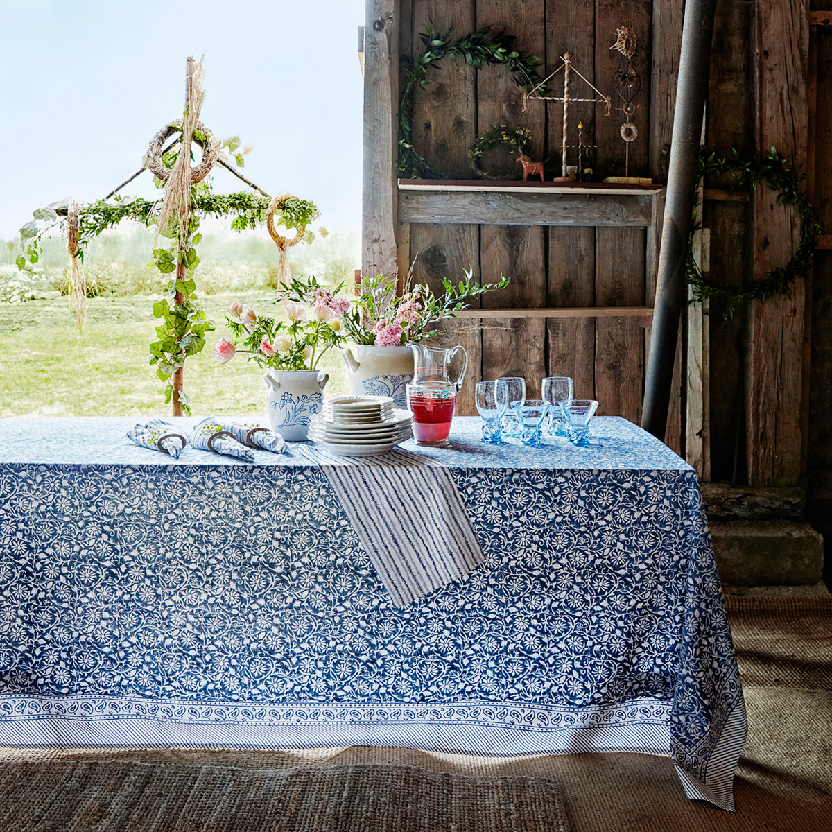 Chamois Margerita duk 150x350 cm navy blue