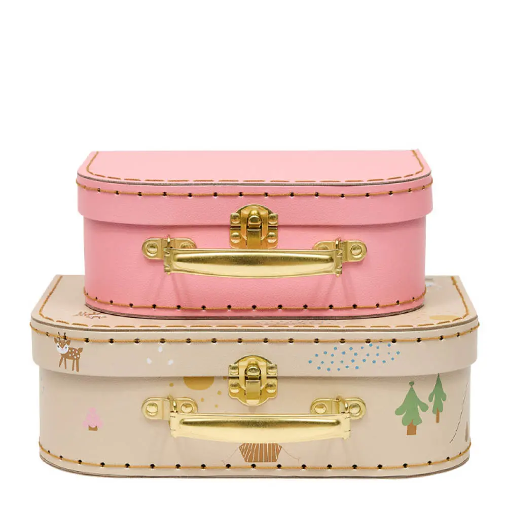 Mini Matkalaukku Vänner i skogen Hjort & Anka 25,5x18x8,5 cm 2 kpl Camel/Rose