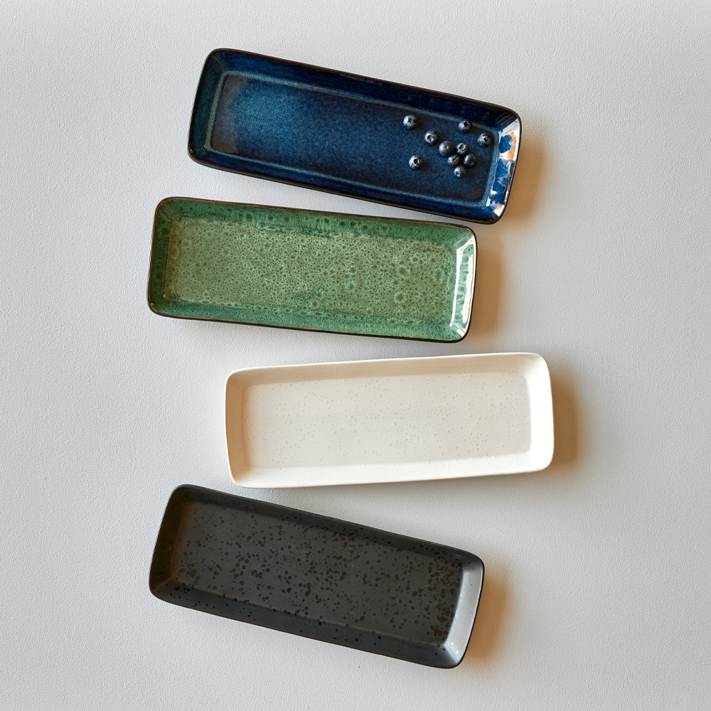 Bitz Serveringsfat rektangulært 39x14 cm blå/svart