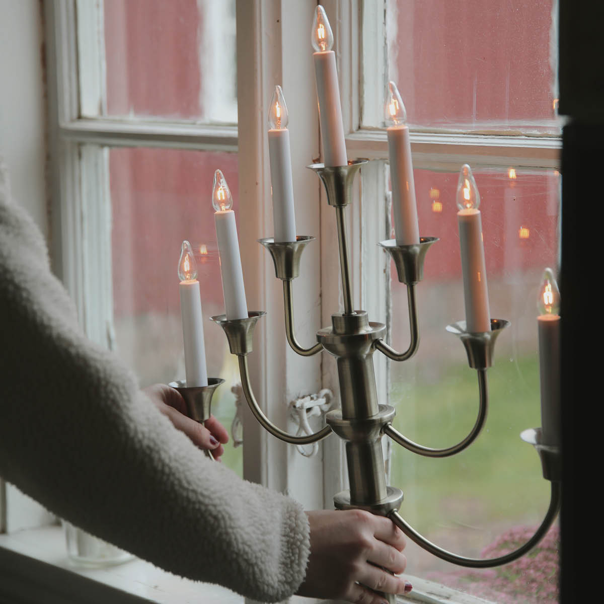 Markslöjd Gylling adventstake 7 lys 53 cm antikk messing