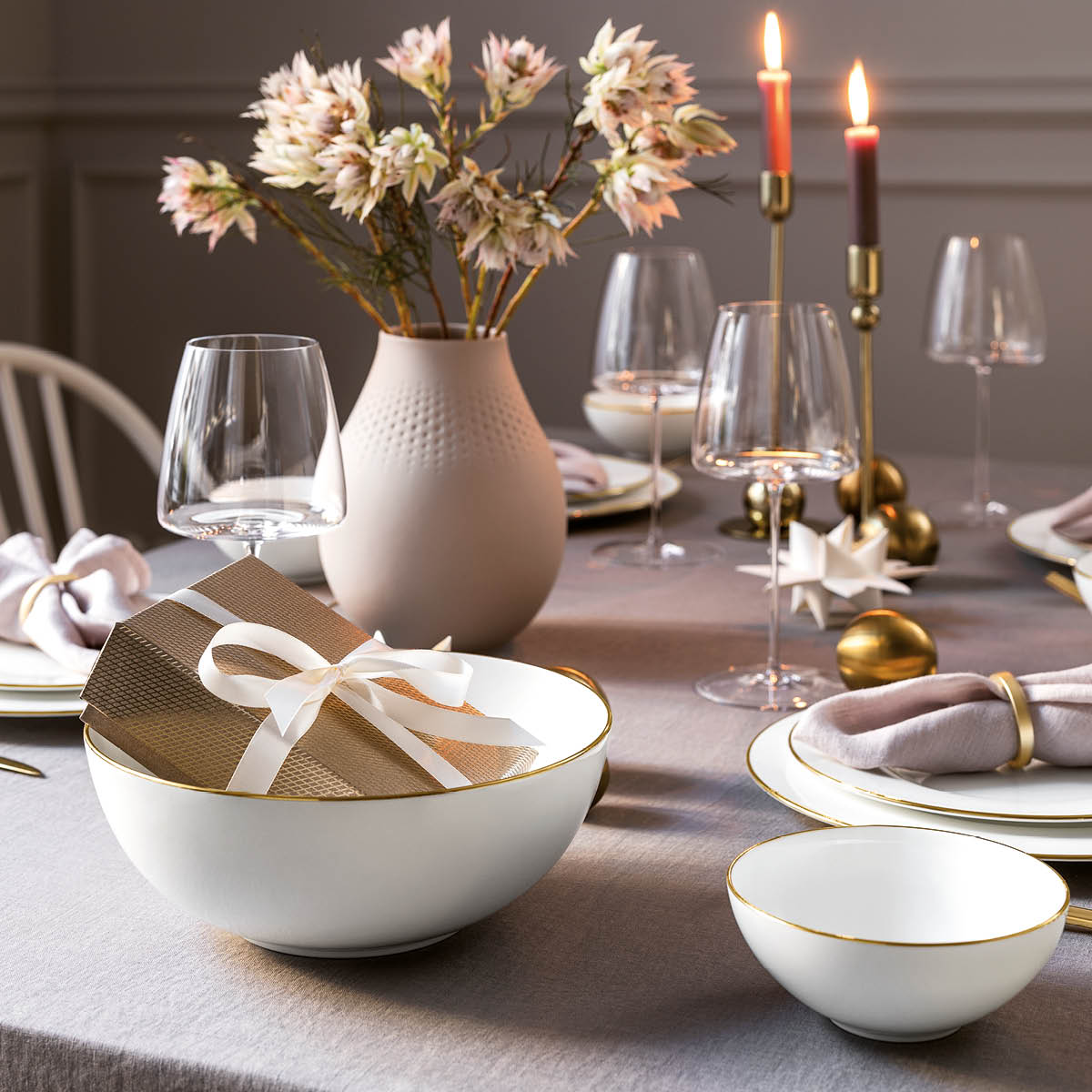 Villeroy & Boch Anmut Gold salladskål 23 cm vit/guld