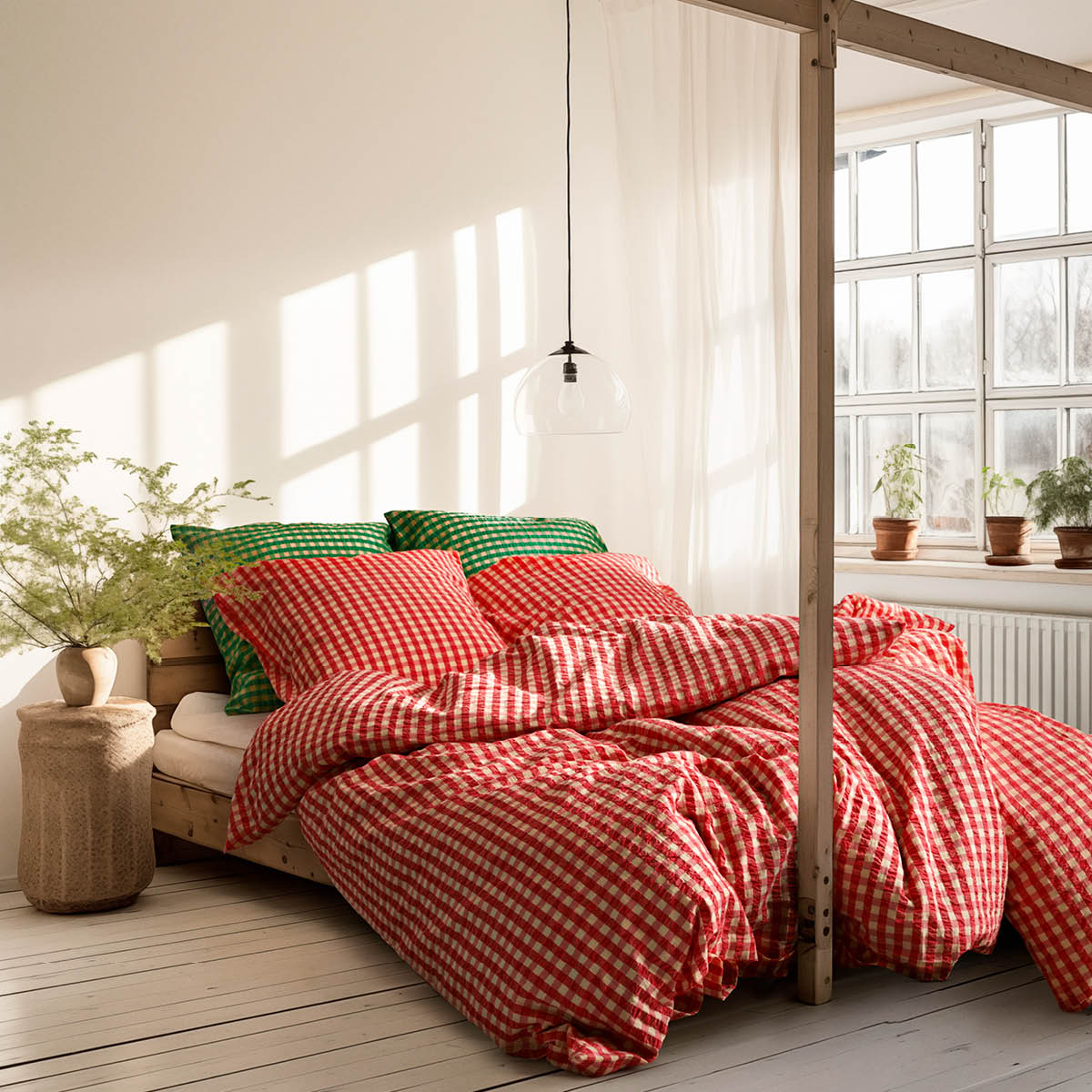 Juna Bæk&Bølge Pussilakanasetti 150x210 cm Punainen/Keltainen