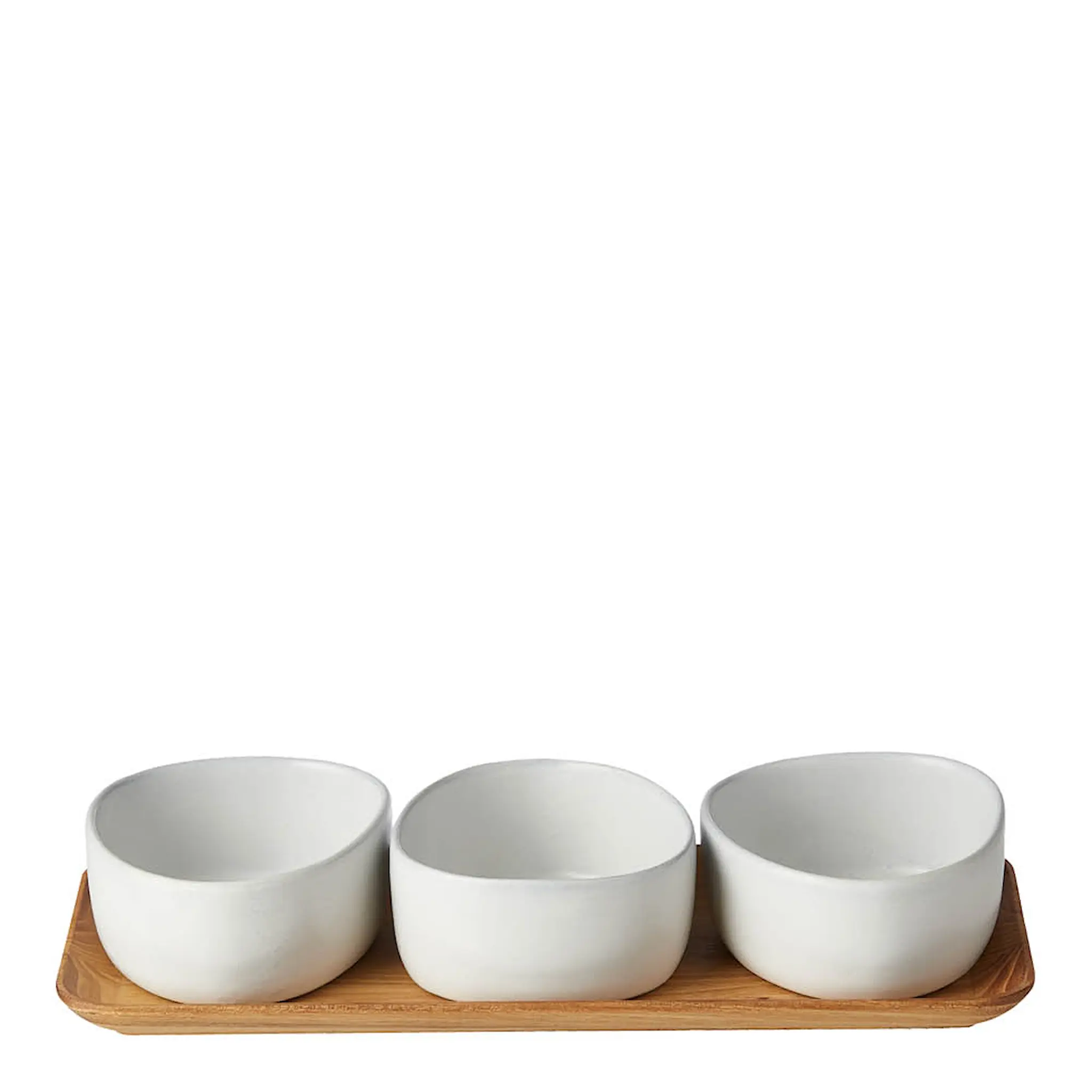 Aida RAW Organic 3 Skålar på teakträbräda Arctic White