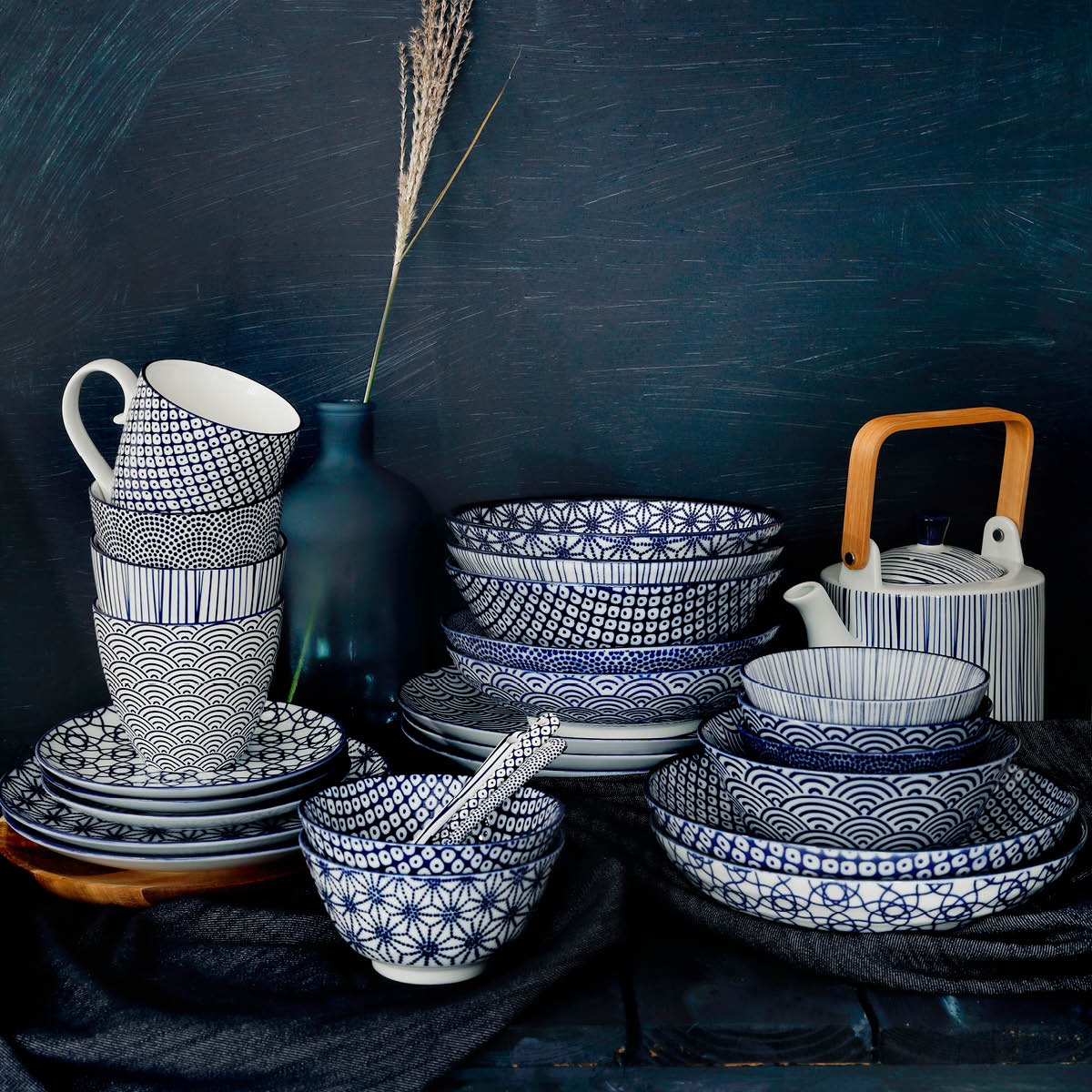 Tokyo Design Studio Nippon Blue risskål 12 cm lines