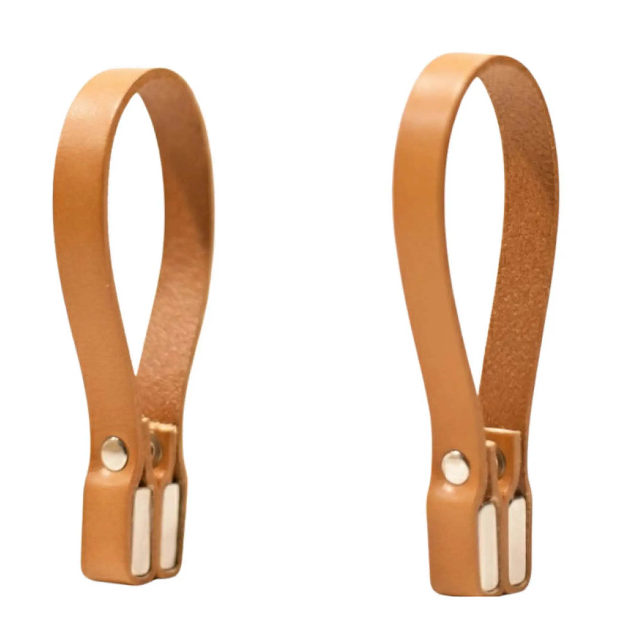 Nordan Home Magnetisk handdukshållare i läder 8x1 cm 2-pack ljusbrun