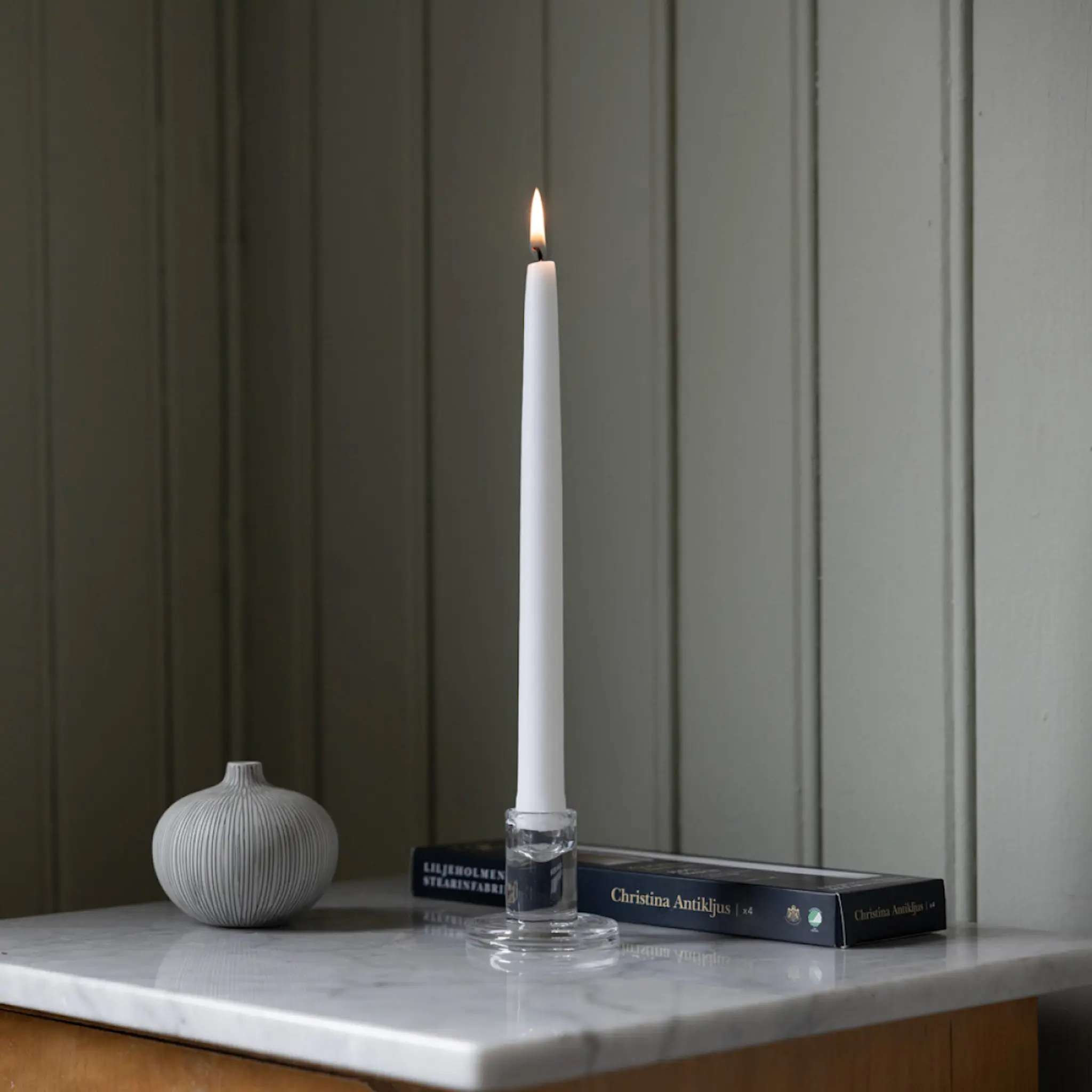 Liljeholmens Christina Antiikkikynttilä 26 cm 4 kpl Valkoinen
