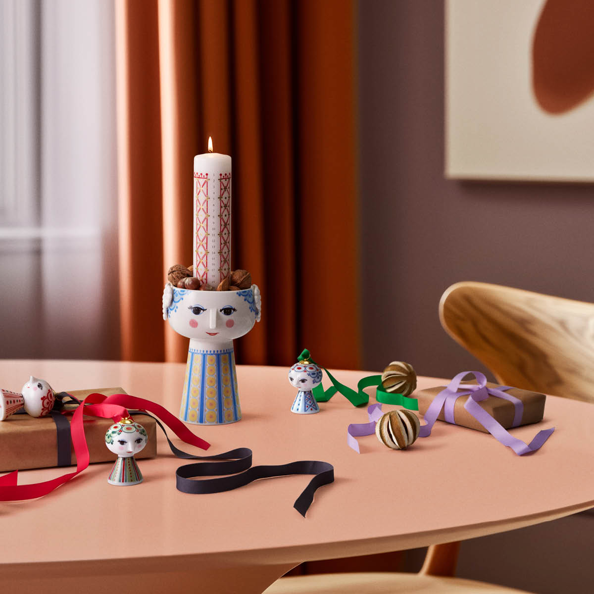 Bjørn Wiinblad Eva kalenderlys 2025 5 cm hvit m/dekor