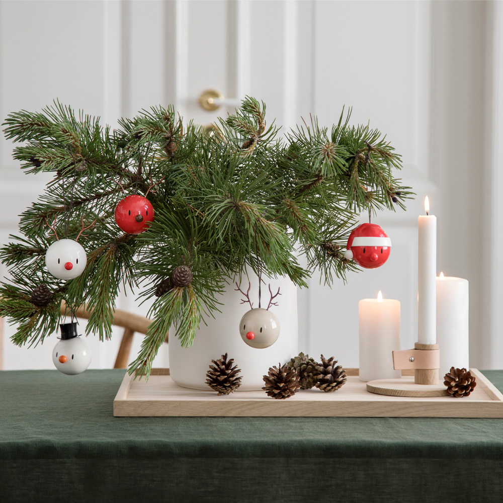 Hoptimisten Reinsdyr Julekule 2 stk hvit