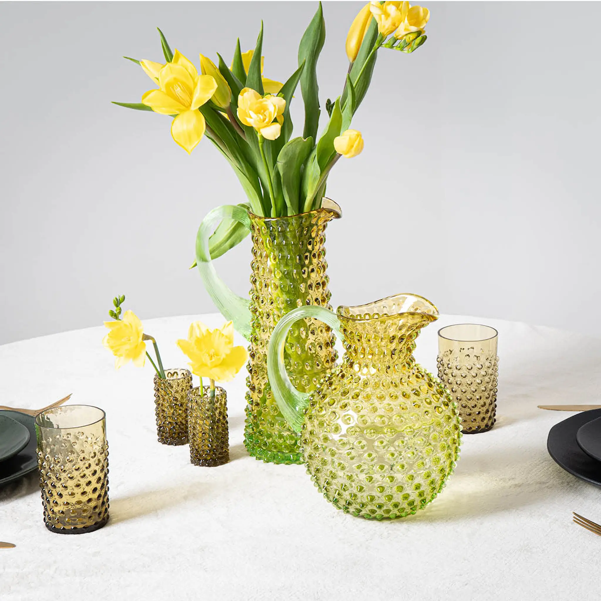 Klimchi Hobnail karaffel 1L Meadow Amber/lysegrønn