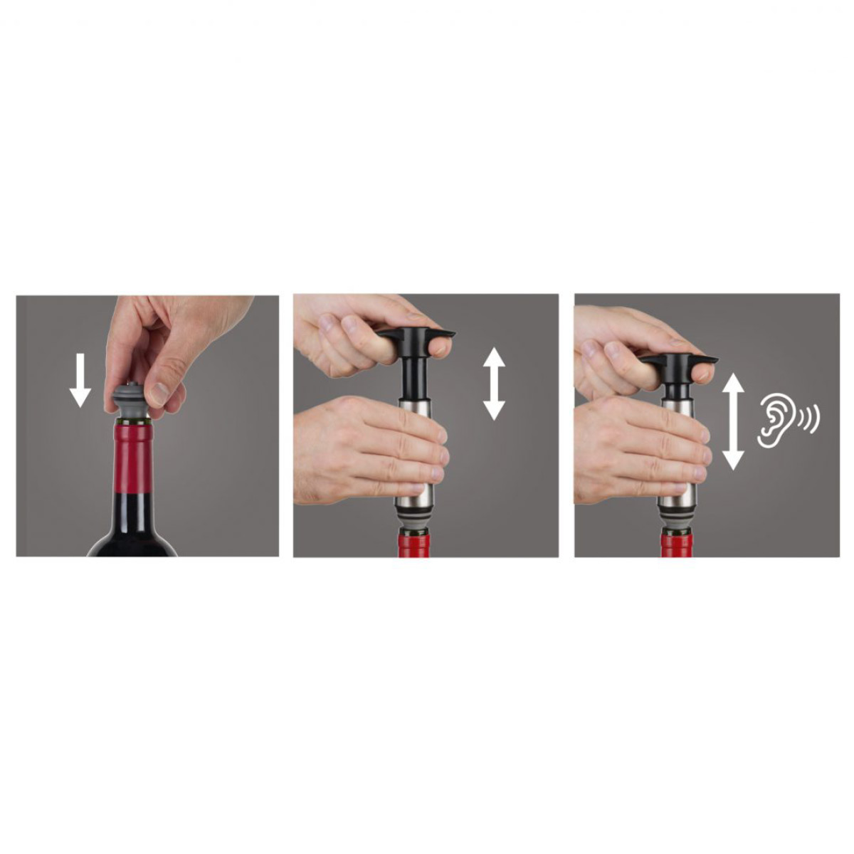 Vacu Vin Wine Saver & 2 Stopper Giftbox Svart/Silver