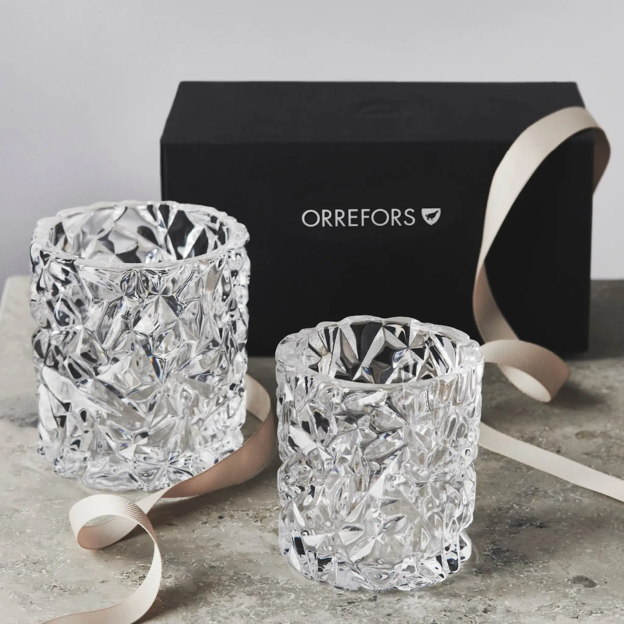 Orrefors Carat Kynttilälyhty 8 cm & 9,3 cm