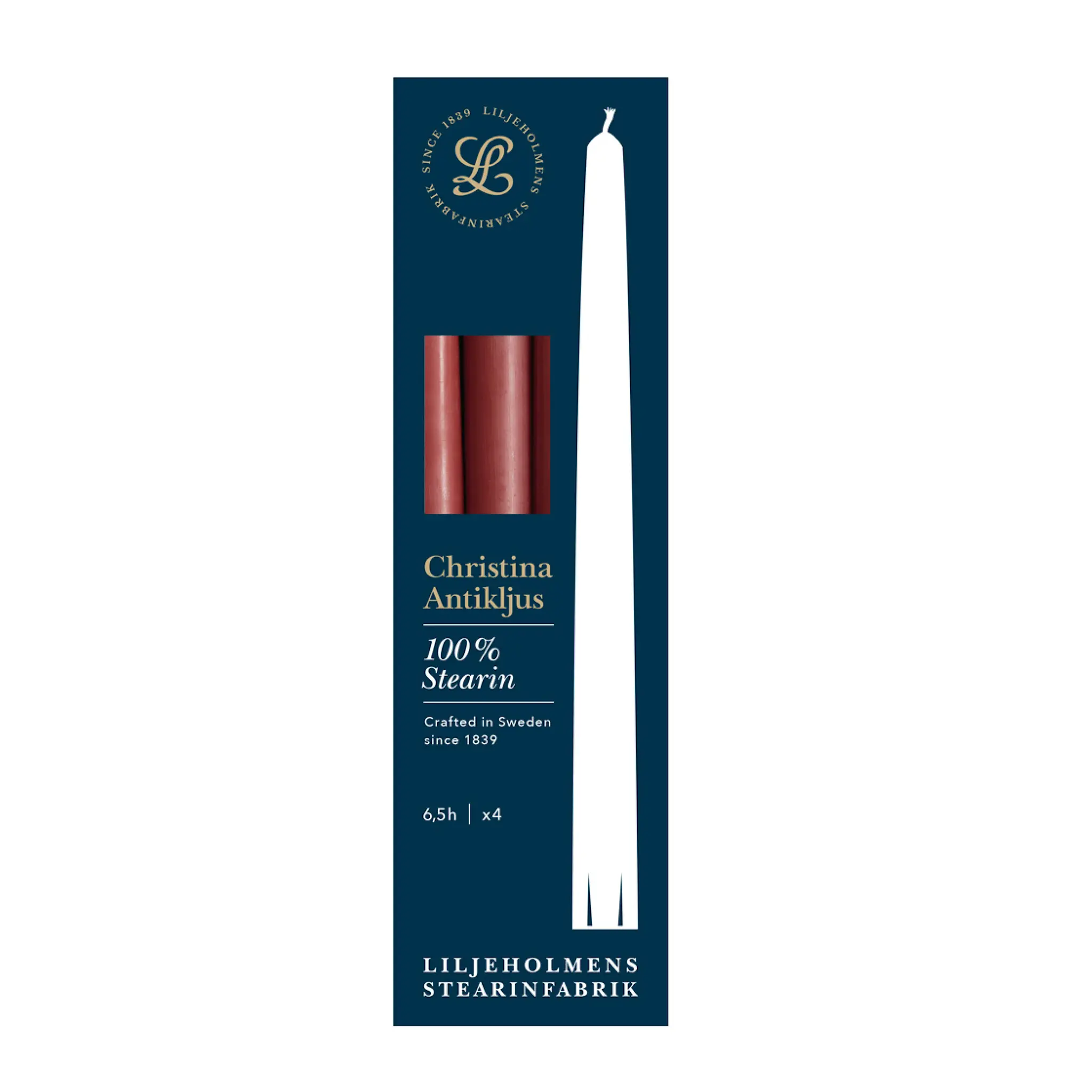 Liljeholmens Christina antikljus 26 cm 4-pack tegelröd