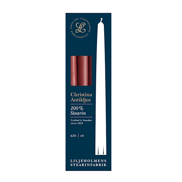 Christina antikljus 26 cm 4-pack tegelröd