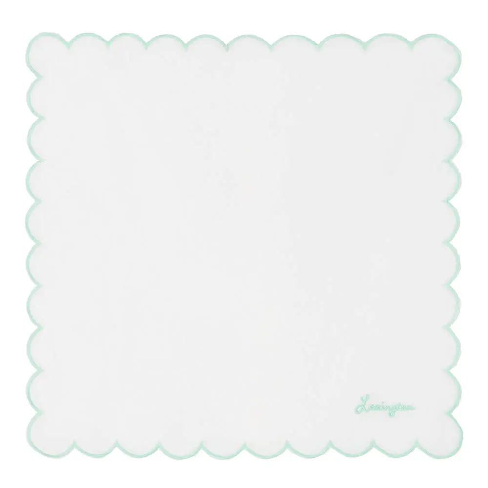 Serviett lin/bomull med bølgekant 40x40 cm hvit