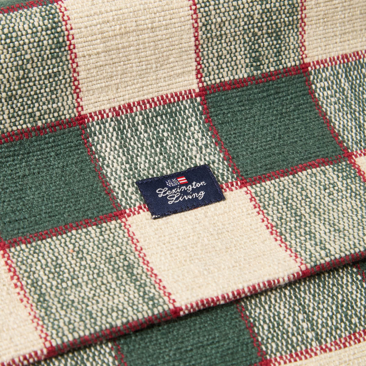 Lexington Löpare linne/bomull 50x150 cm rutig grön/ljusbeige/röd