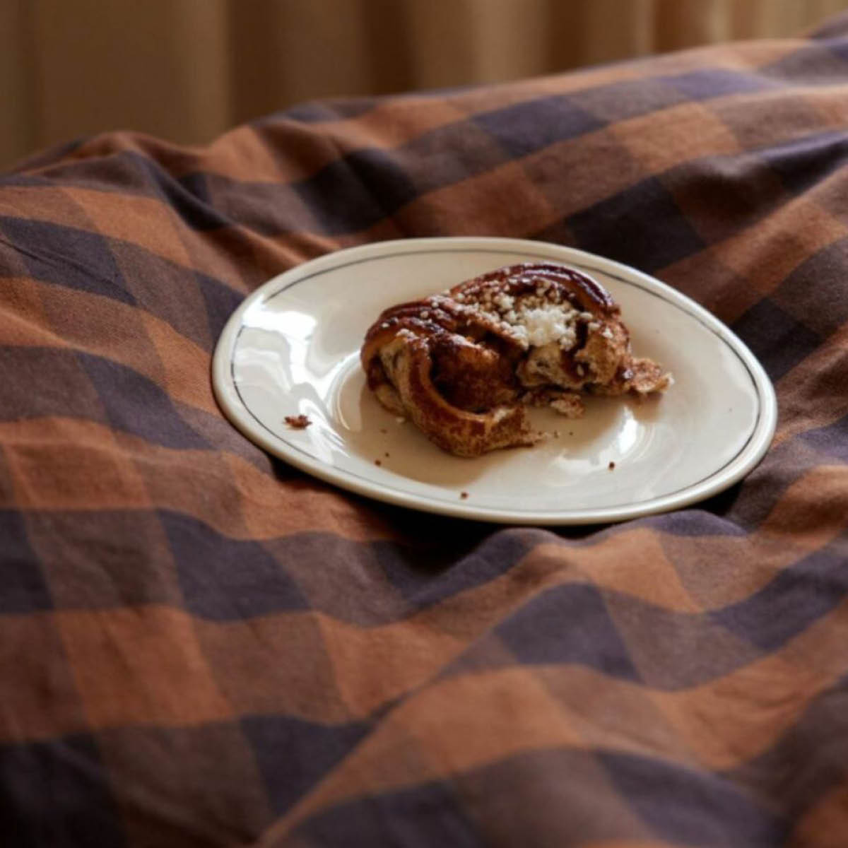 Midnatt Gingham överkast 260x260 cm brun