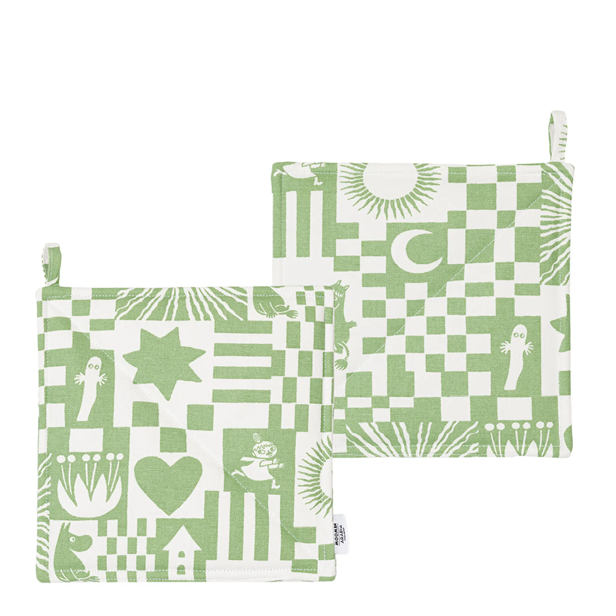 Moomin Arabia Mumin Fest grytlapp 23x23 cm 2-pack grön
