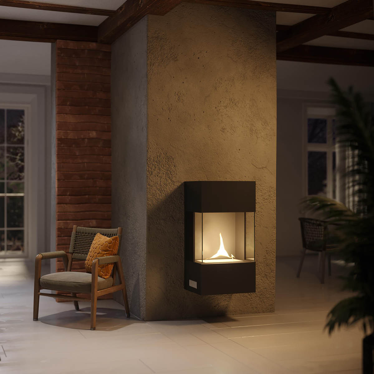 Tenderflame Indie 180 väggmonterad kamin 1 L svart