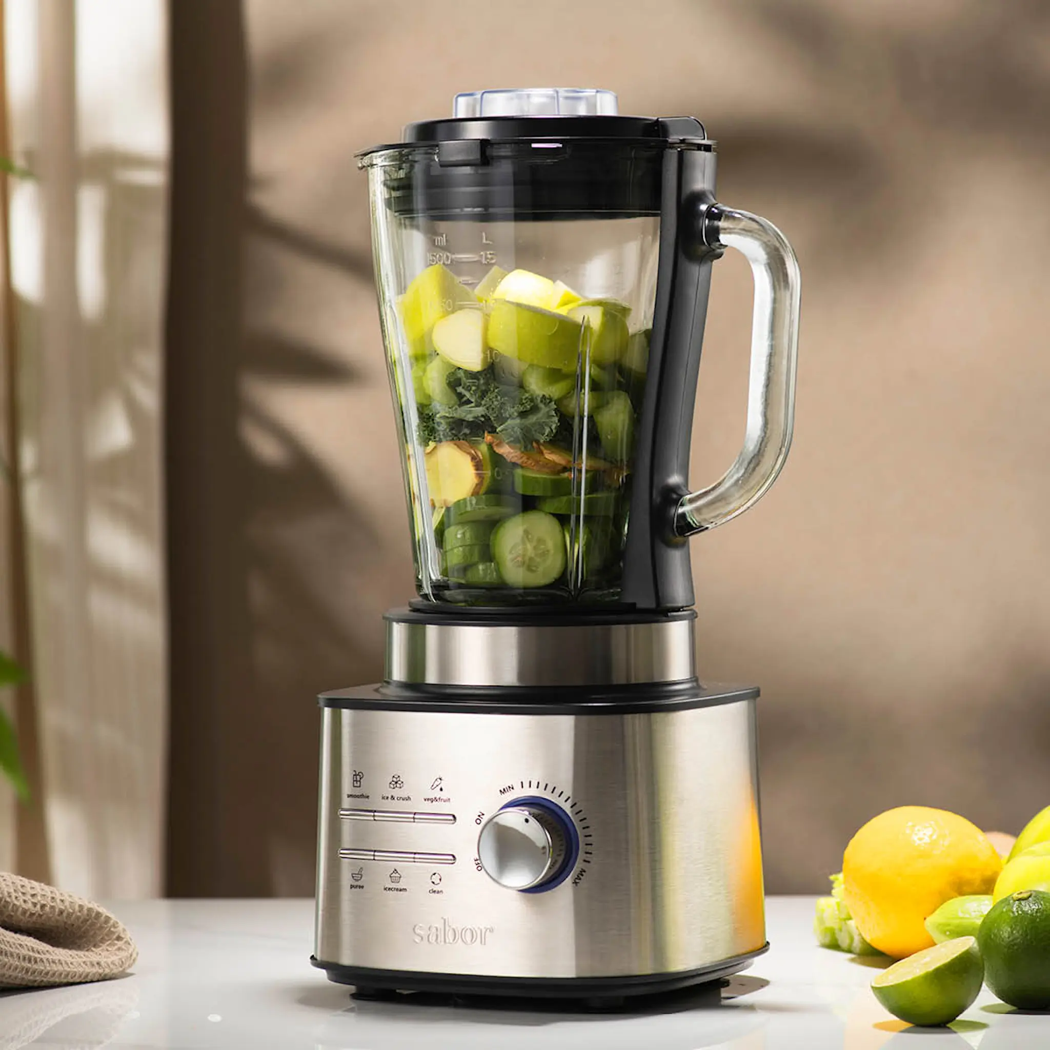 Sabor Ultimate Tehosekoitin 1500 W 1,5 L Harjattu/Kirkas