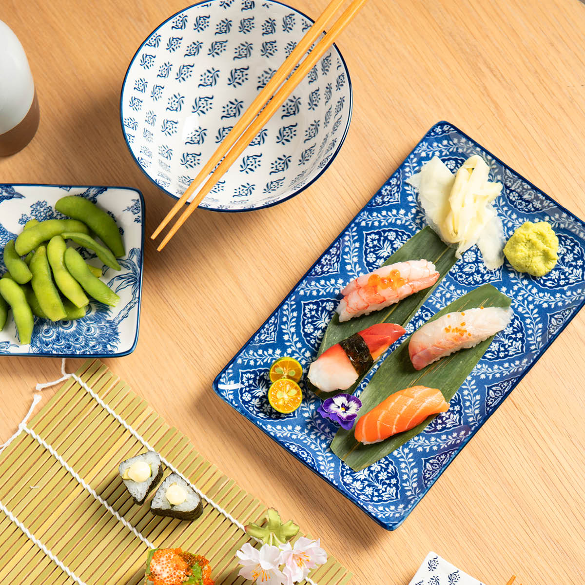 Stiernholm Sakura skål 15,5 cm 67 cl hvit/blå