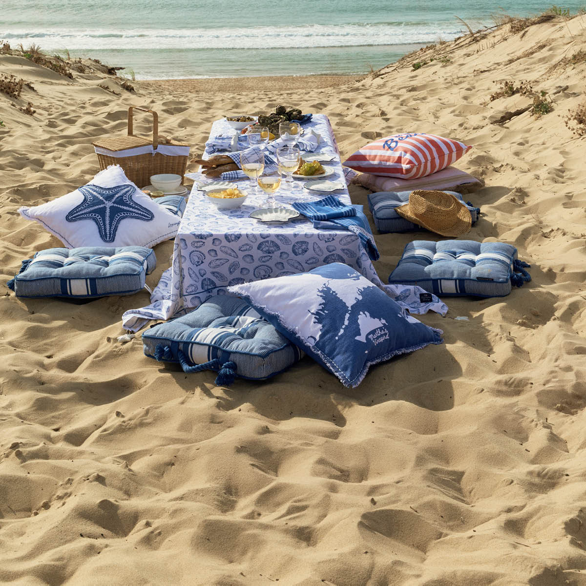 Lexington Istuintyyny raidallinen 40x40 cm Sininen/Valkoinen