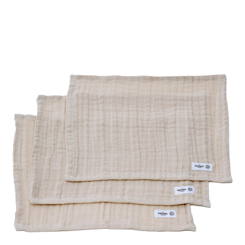 The Organic Company FINE tvättlapp 30x30 cm 3-pack stone
