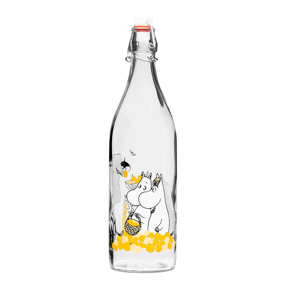 Muurla - Muumi Lasipullo Fruits 1 L Kirkas/Keltainen