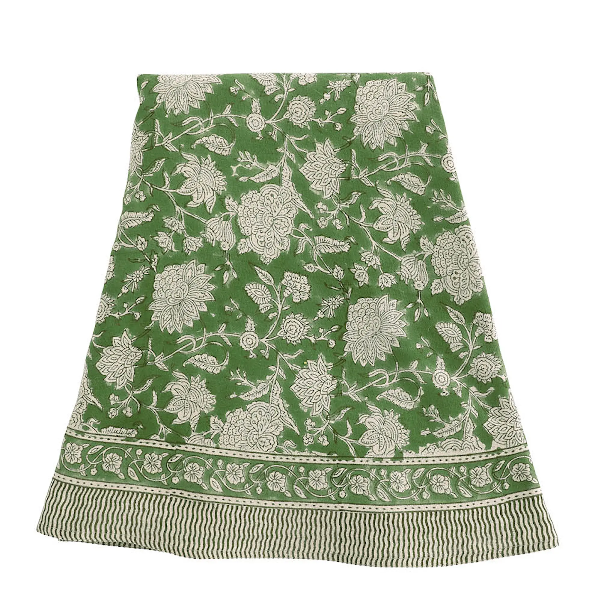 Chamois Indian Rose rund linneduk 220 cm grön