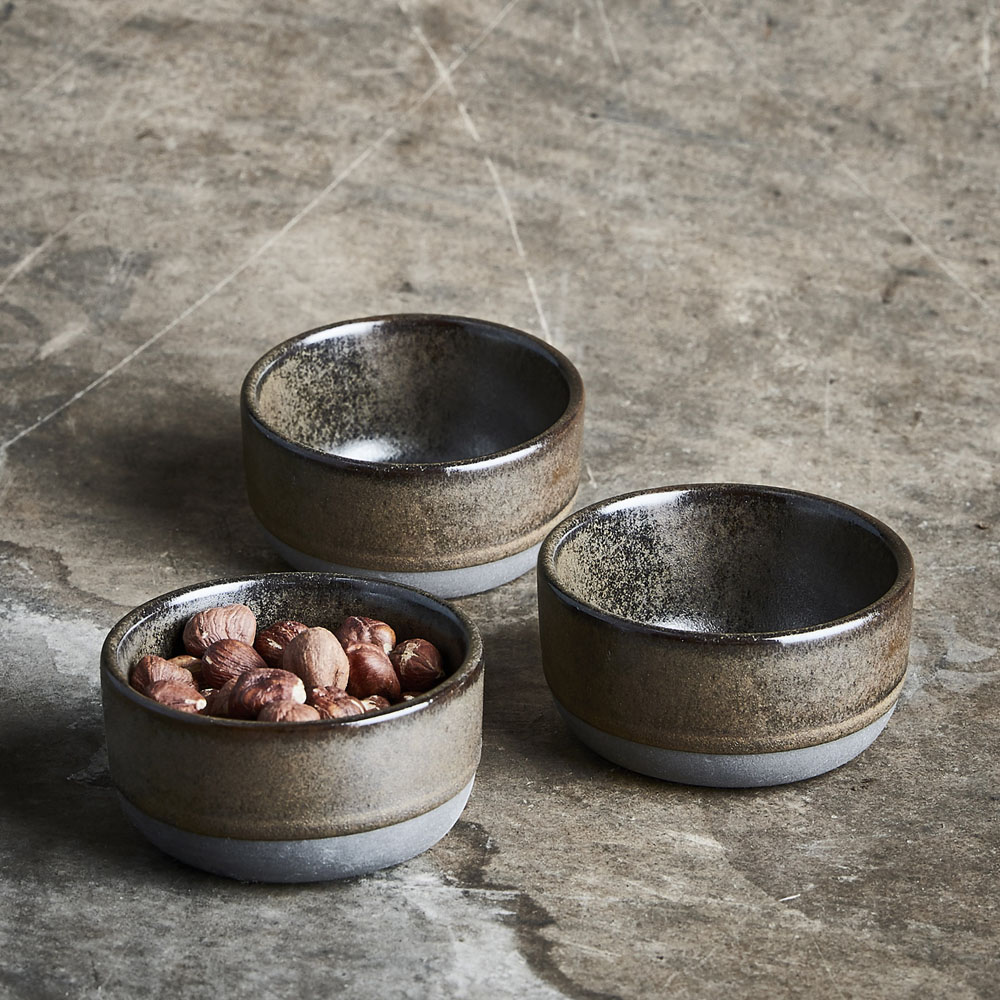 Aida Raw Miniskålar 3-pack Brun Metallic