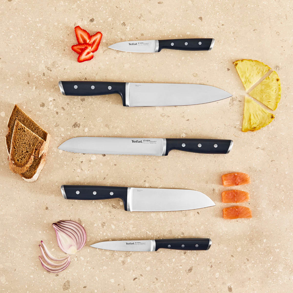 Tefal EverSharp Pro Veitsitukki 5 veitsellä Tummansininen