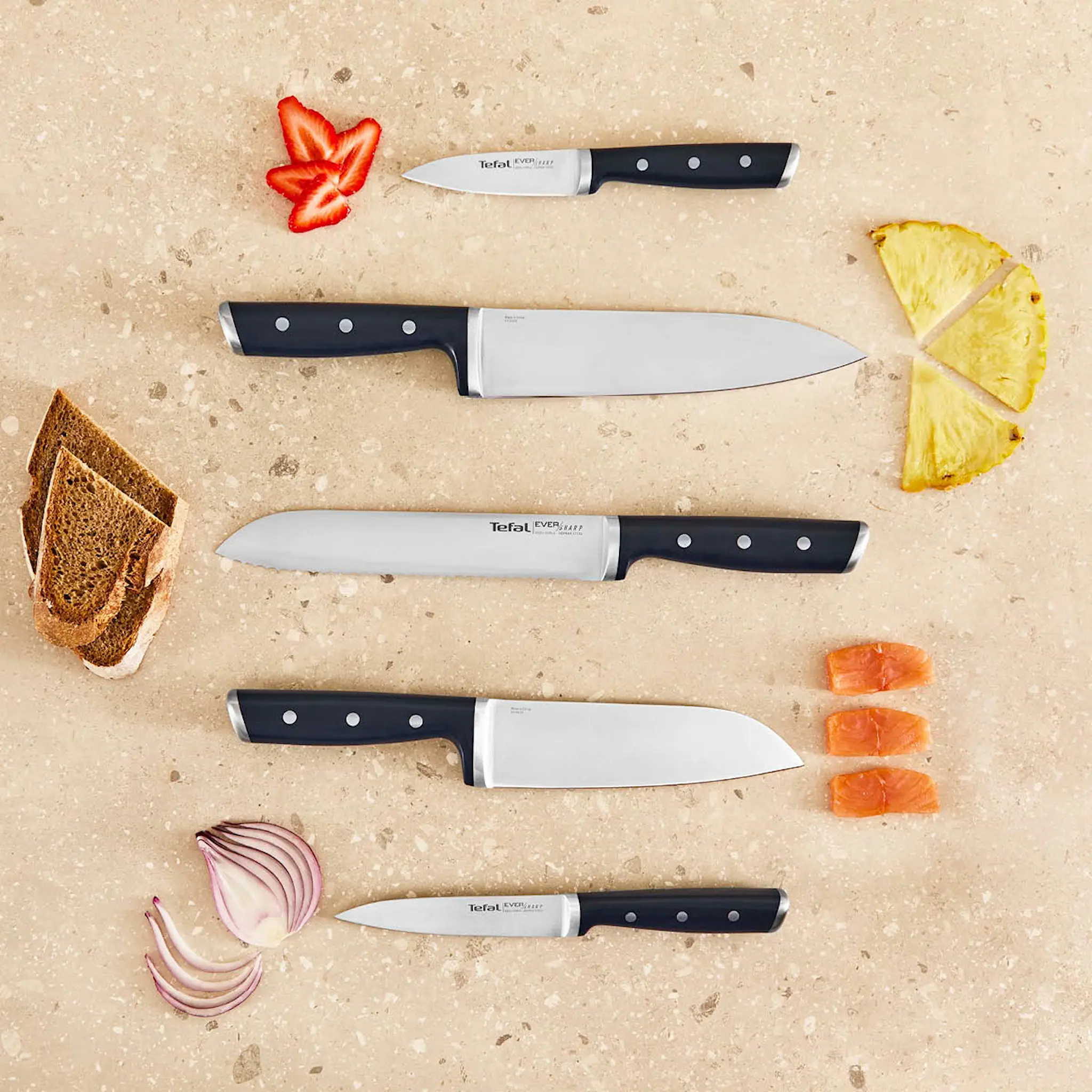 Tefal EverSharp Pro Veitsitukki 5 veitsellä Tummansininen