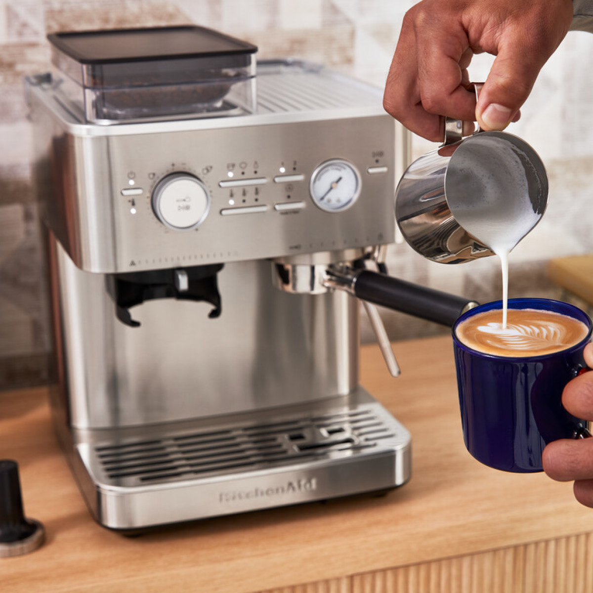 KitchenAid Espressomaskin med kvarn halvautomatisk 5KES6551 rostfritt stål