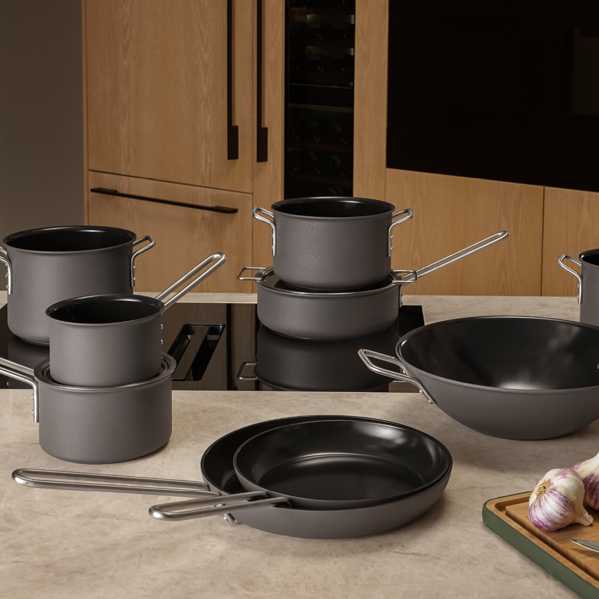 Eva Trio Grey Line stekepanne 28 cm keramisk Slip-Let