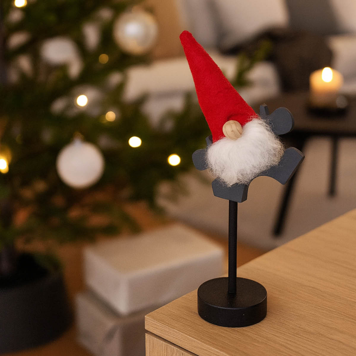 Rotor Design Tomte på pinne 26 cm svart/röd/grå