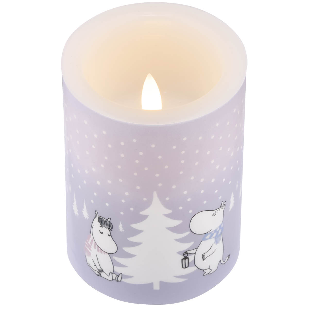 Muurla Mumin LED blockljus 10 cm Snöfall lila