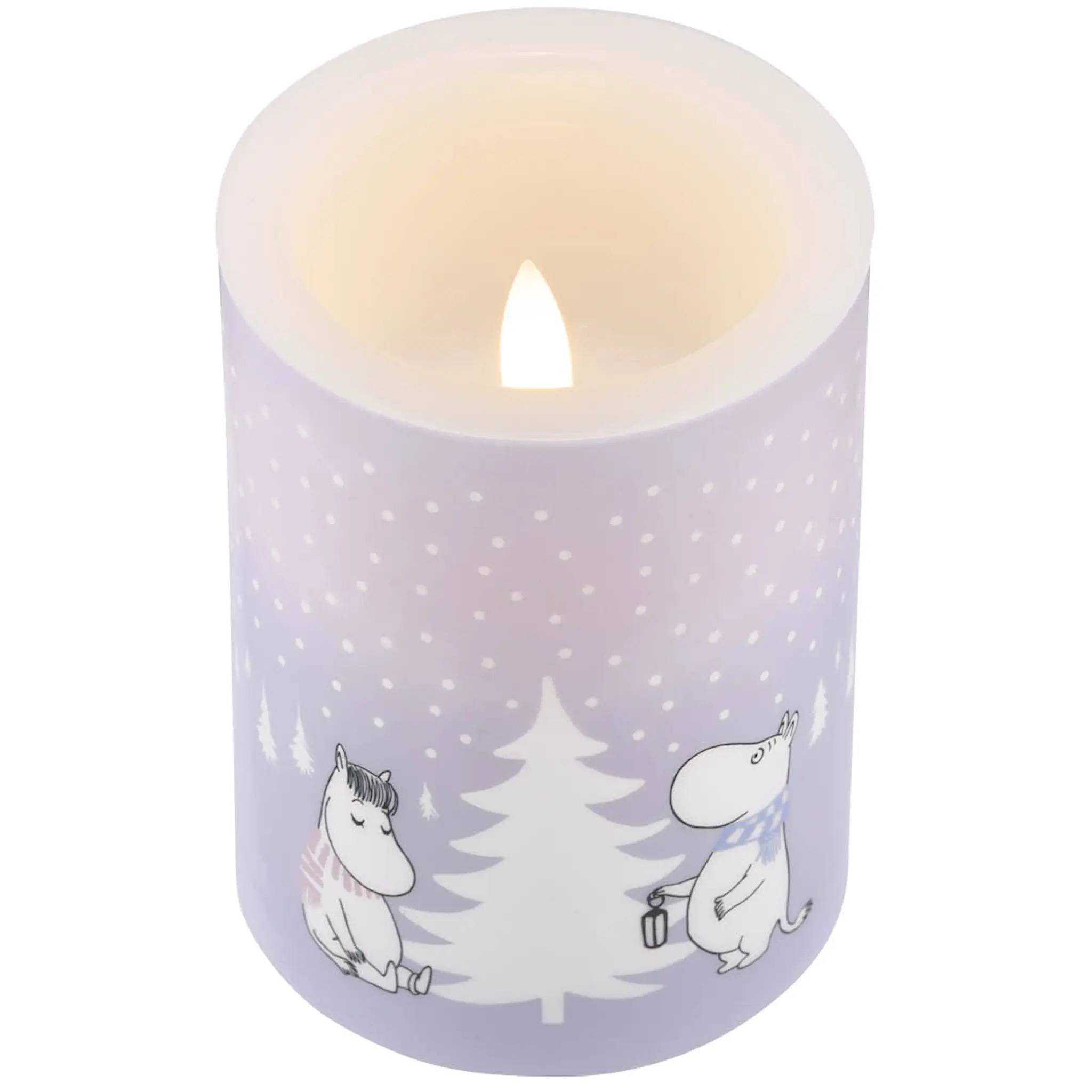Muurla Mumin LED blockljus 10 cm Snöfall lila
