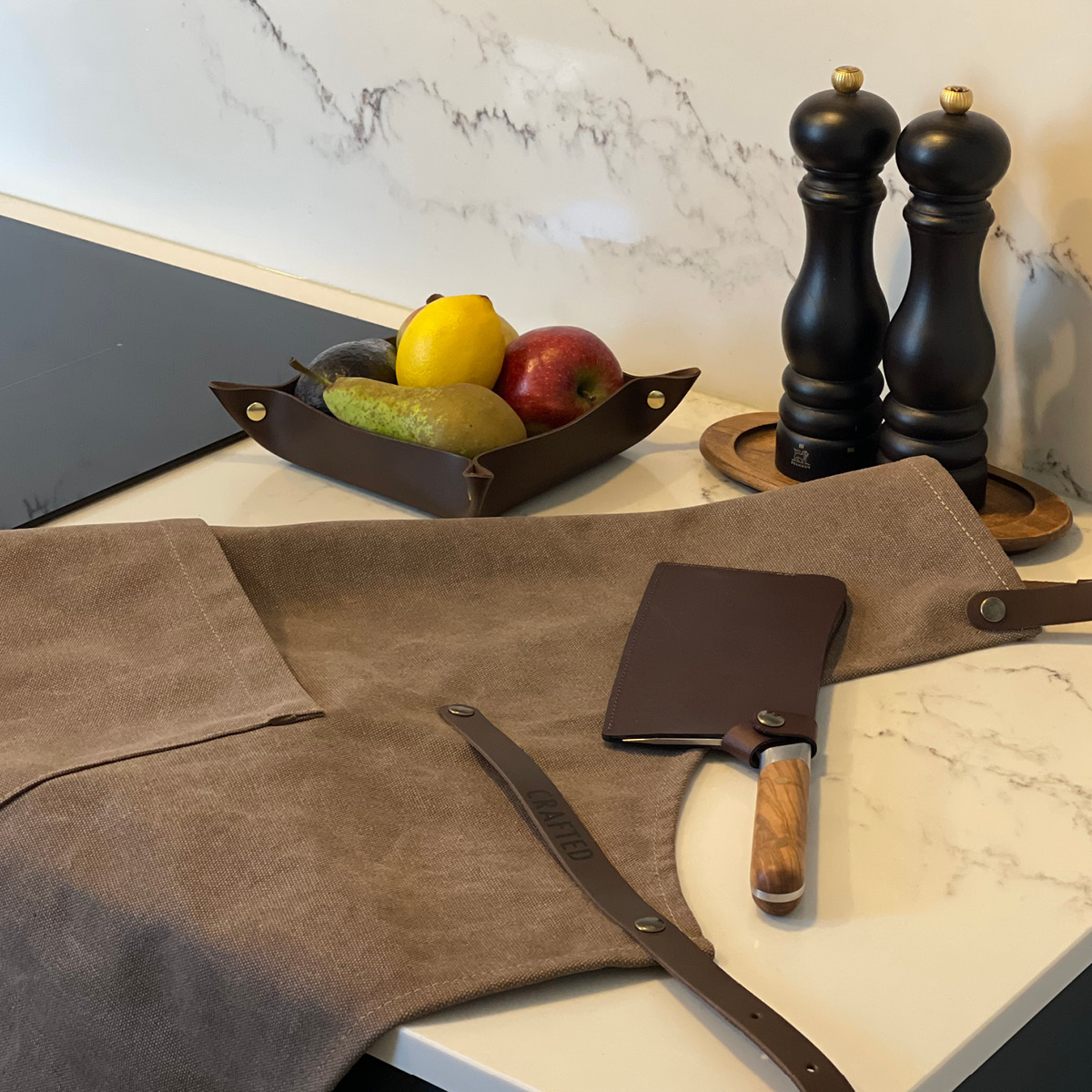 Crafted Canvas förkläde 82x66 cm brun