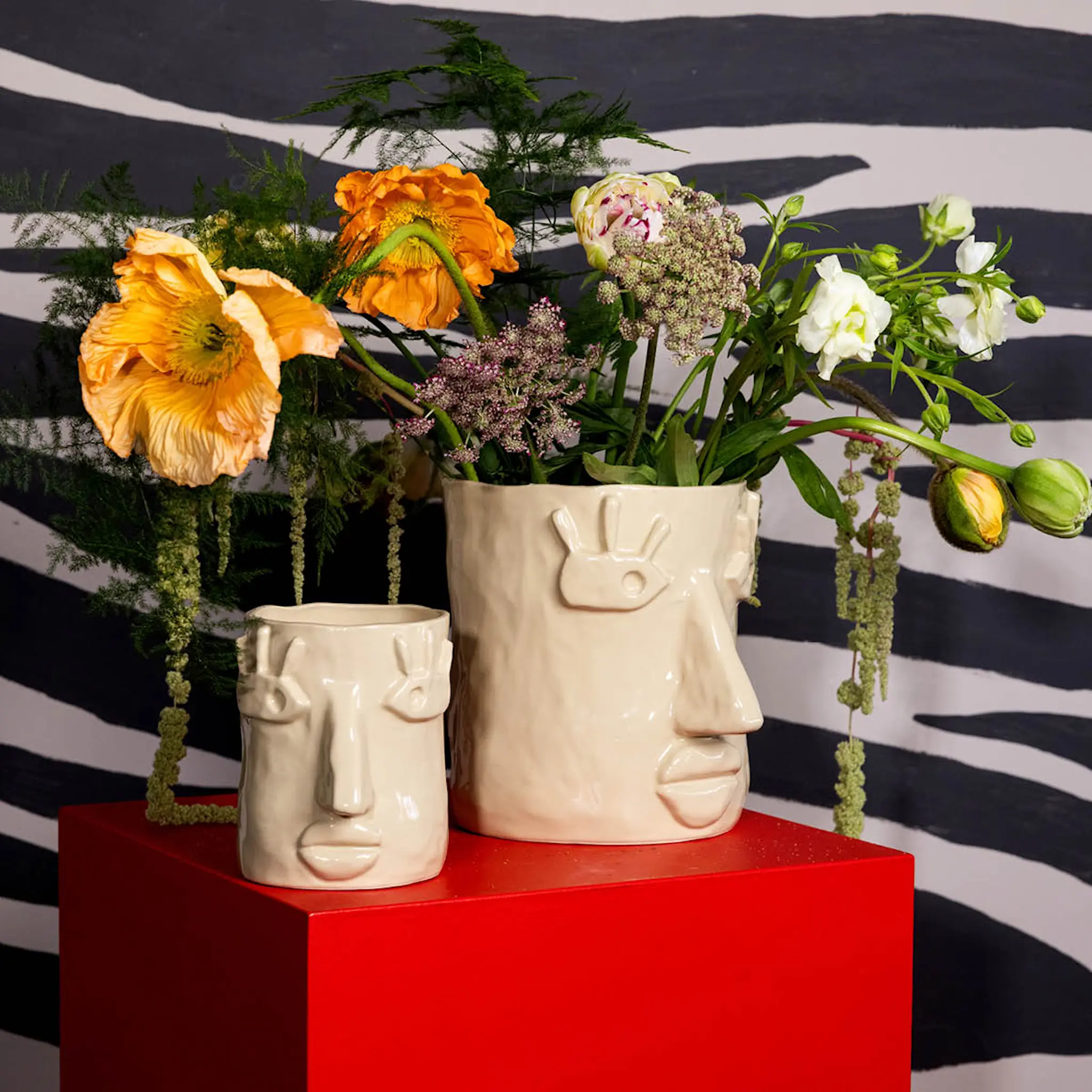 ByOn Facy krukke L 24x19x22 cm beige