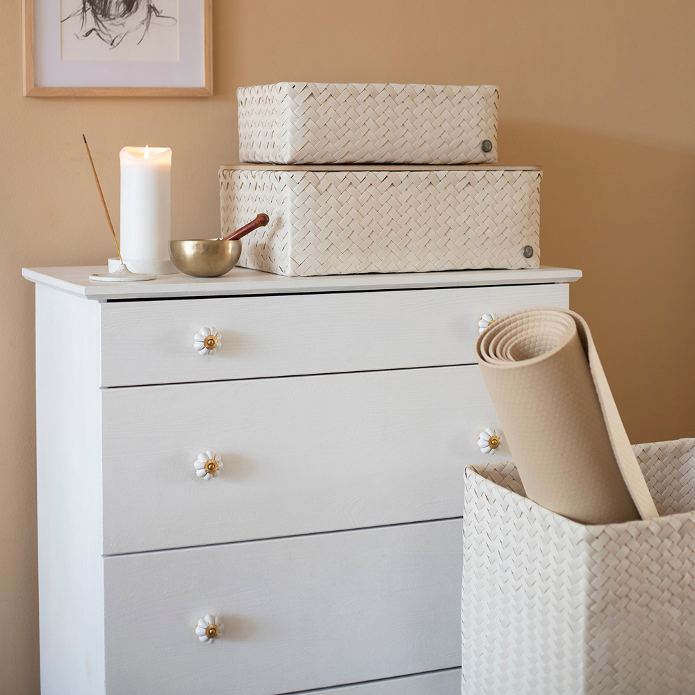 Handed By Grand superb tvättkorg med lock 44x31x60 cm champagne