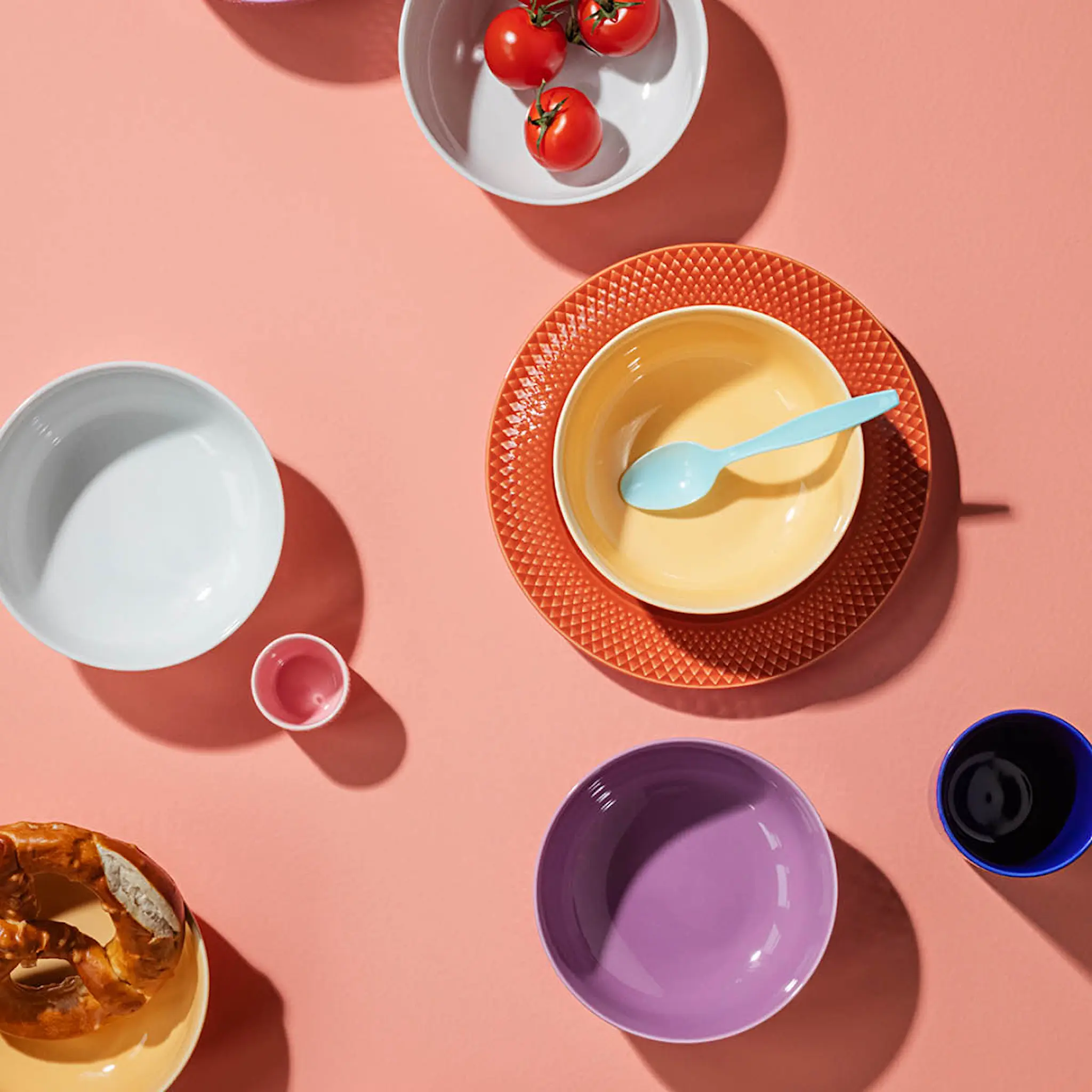 Lyngby Porcelæn Rhombe Color Tallrik 23 cm Terracotta