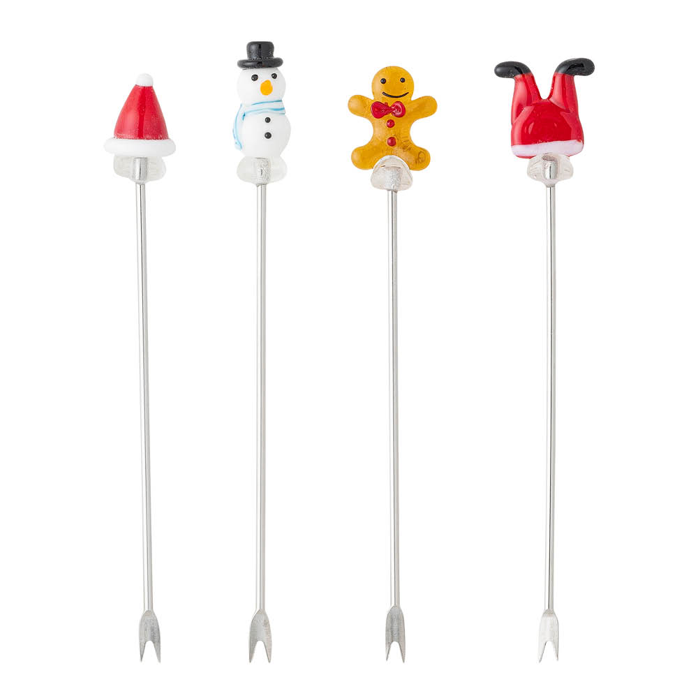 Bloomingville Feliz cocktailhaarukka, lasia 4 kpl 12 cm joulukuosi