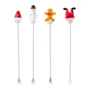 Feliz cocktailgaffel 4-pack 12 cm julmotiv