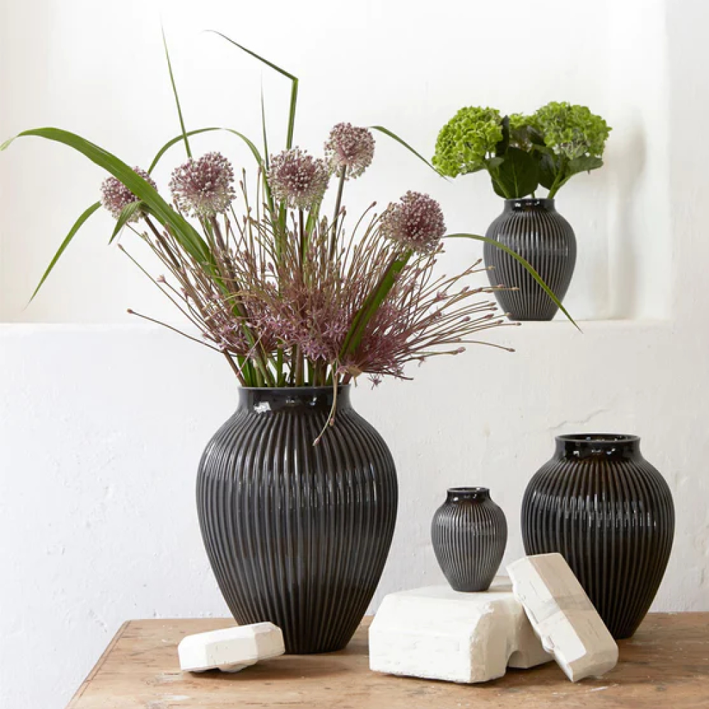 Knabstrup Keramik Ripple Maljakko 27 cm Musta